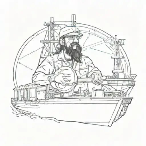 Mike Portnoy drumming on an oil tanker ship tattoo design idea