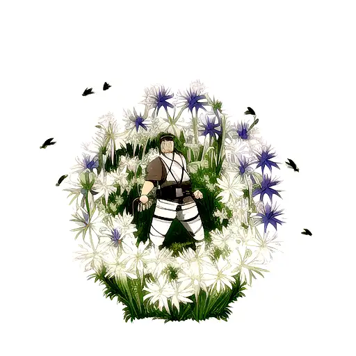 the blade from attack on titan and it is surrounded by Ipheion uniflorum tattoo design idea