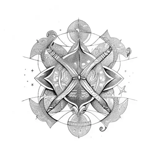 brujula piscis tattoo design idea