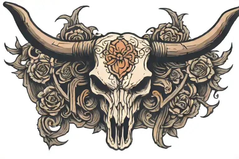 longhorn skull tattoo design idea