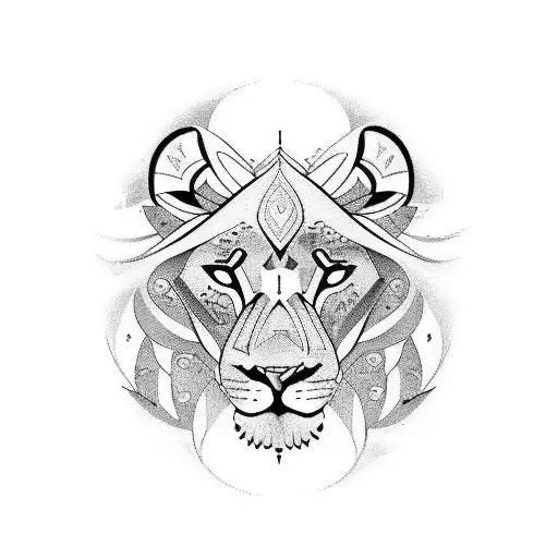 Imaginez un tatouage où un lion est représenté en train de protéger une horloge antique ou un sablier. Ce design met l'a tattoo design idea