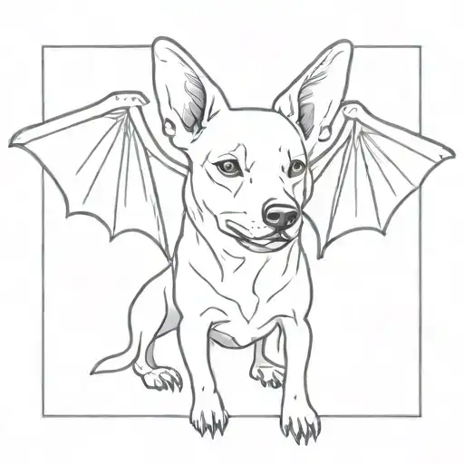 dog with two heads and bat wings spread tattoo design idea
