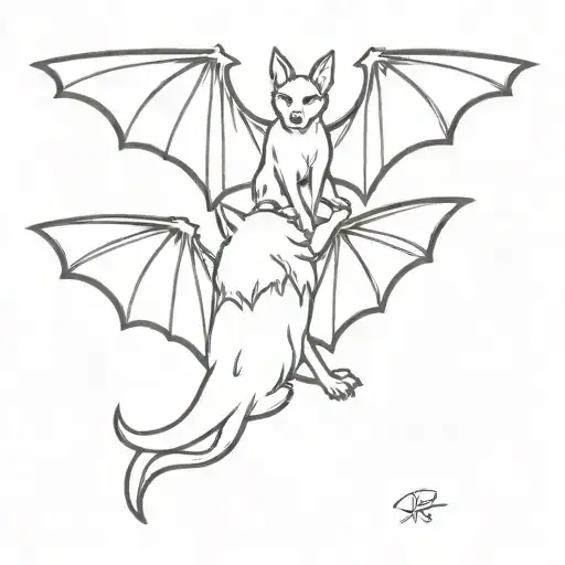 con joined dogs with bat wings   tattoo design idea