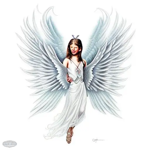 flying chérubin angel with a bow and wings tattoo design idea