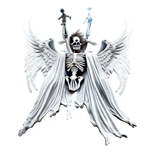 skeleton statues Icarus Lucifer angels  tattoo design idea
