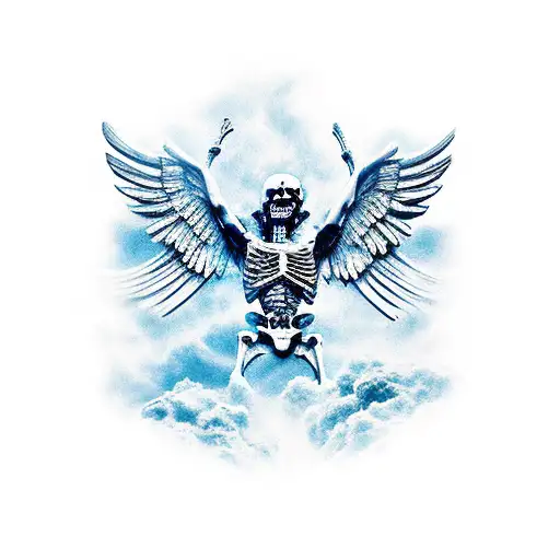 skeleton statues Icarus Lucifer angels  tattoo design idea