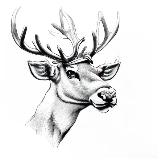 A reindeer head tattoo design idea