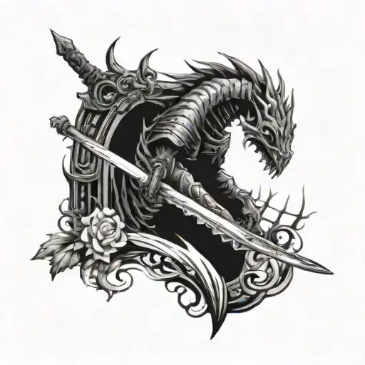 Combine elements from Dark Souls, Sekiro, and Bloodborne to create a unique video game inspired tattoo design tattoo design idea