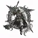 Combine elements from Dark Souls, Sekiro, and Bloodborne to create a unique video game inspired tattoo design tattoo design idea