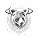 bear fighting bull tattoo design idea