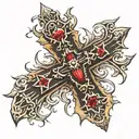 cross with thorn crown tattoo design idea