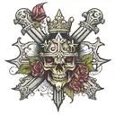 cross with thorn crown tattoo design idea