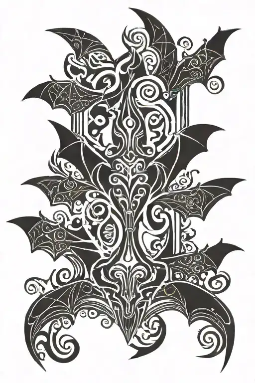 bat hanging upside down tattoo design idea