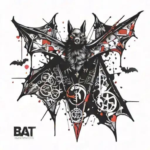 bat hanging upside down tattoo design idea