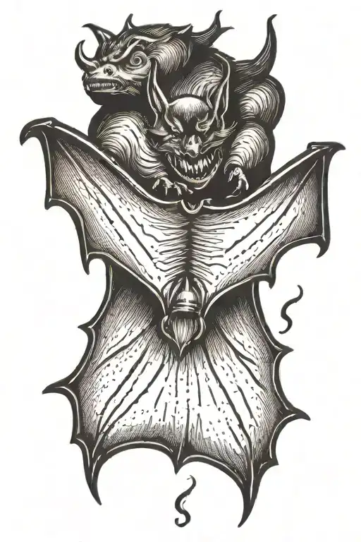 Bat hanging upside down tattoo design idea