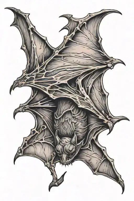 bat hanging upside down tattoo design idea