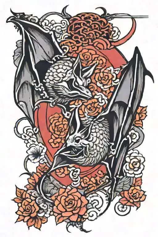 Bat hanging tattoo design idea