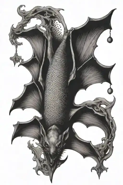 bat hanging upside down tattoo design idea