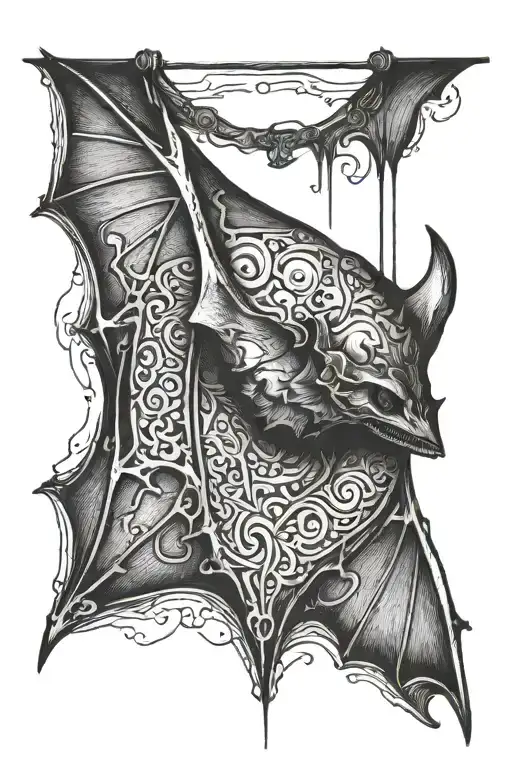 Bat hanging upside down tattoo design idea