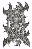 bat hanging upside down tattoo design idea