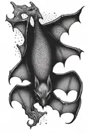 bat hanging upside down tattoo design idea