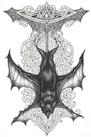 Bat hanging upside down tattoo design idea