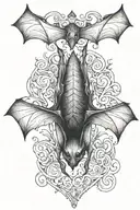 Bat hanging upside down tattoo design idea