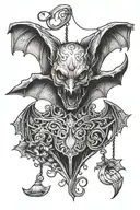 Bat hanging tattoo design idea