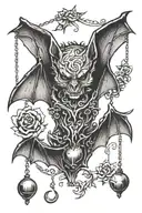 Bat hanging tattoo design idea