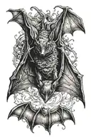 Bat hanging tattoo design idea