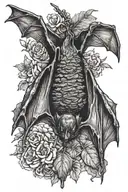 Bat hanging tattoo design idea