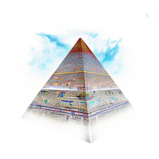 Manhattan sky line with egyptian pyramid  tattoo design idea