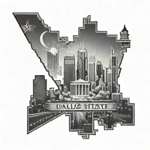 Dallas Texas state outline tattoo design idea