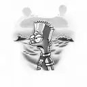 bart simpson beach tattoo design idea