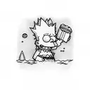 bart simpson in a beach tattoo design idea