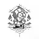 bart simpson in a beach tattoo design idea