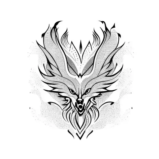Phoenix and wolf tattoo design idea