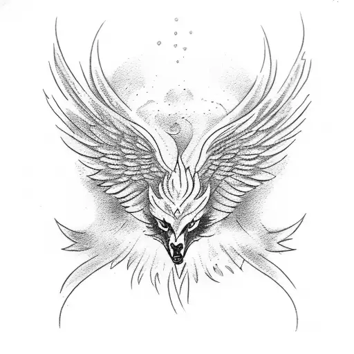 Phoenix and wolf tattoo design idea