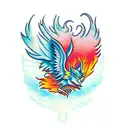 Phoenix and wolf tattoo design idea