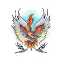 Phoenix and wolf tattoo design idea