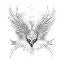 Phoenix and wolf tattoo design idea