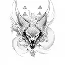 Phoenix and wolf tattoo design idea