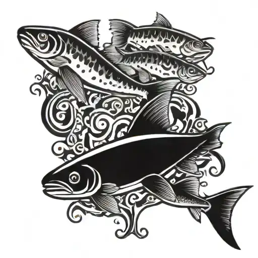 A stylized Depeche Mode logo incorporating elements of salmon trout tattoo design idea
