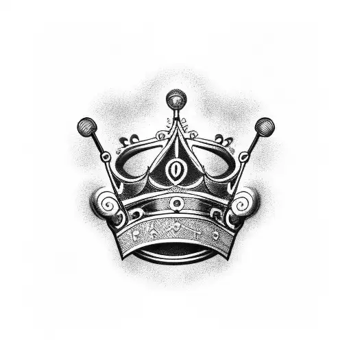 Crown with musical notes and a microphone tattoo design idea