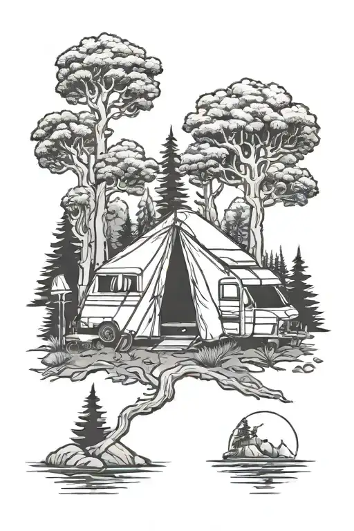 my hood nature camping east coast tattoo design idea