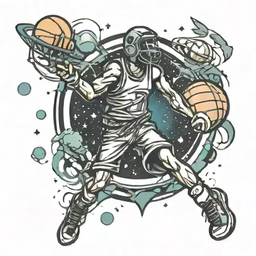 Basketball space themed tattoo tattoo design idea