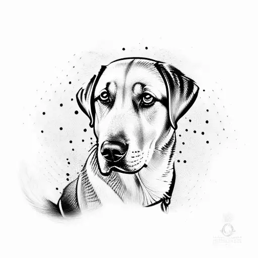 A labrador dog wearing a Galatasaray jersey and holding a joint tattoo design idea