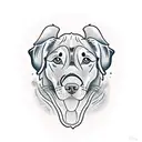 A labrador dog wearing a Galatasaray jersey and holding a joint tattoo design idea