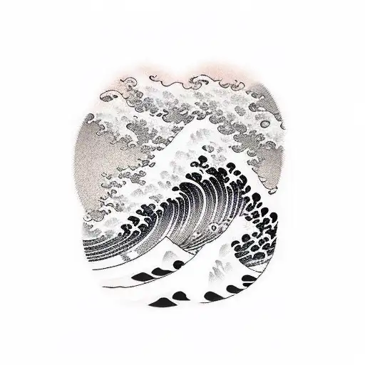 Japanese wave, duck, phrase : priceless not cheap  tattoo design idea