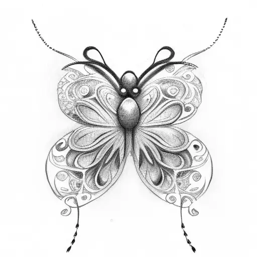 half butterfly with flower and spider tattoo design idea